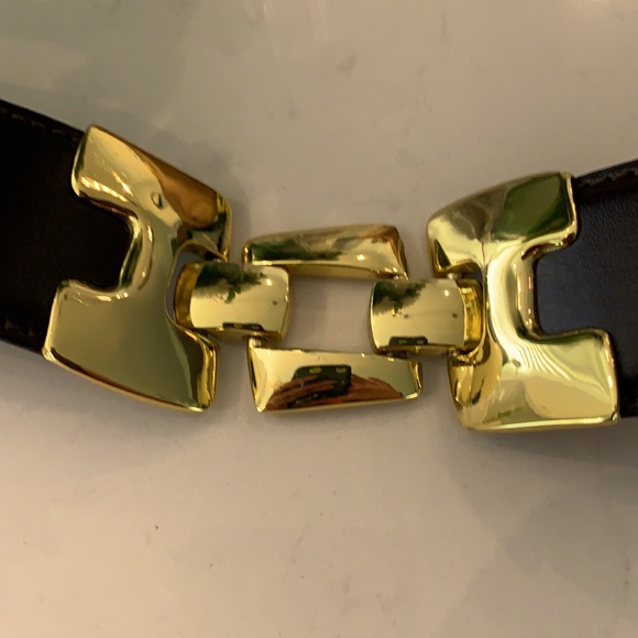 Oltre Designer leather belt with gold buckle NWOT - Picture 3 of 9